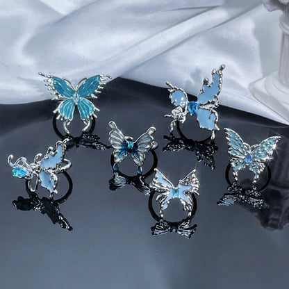 Copper Inlay Animal Butterfly Zircon Open Rings