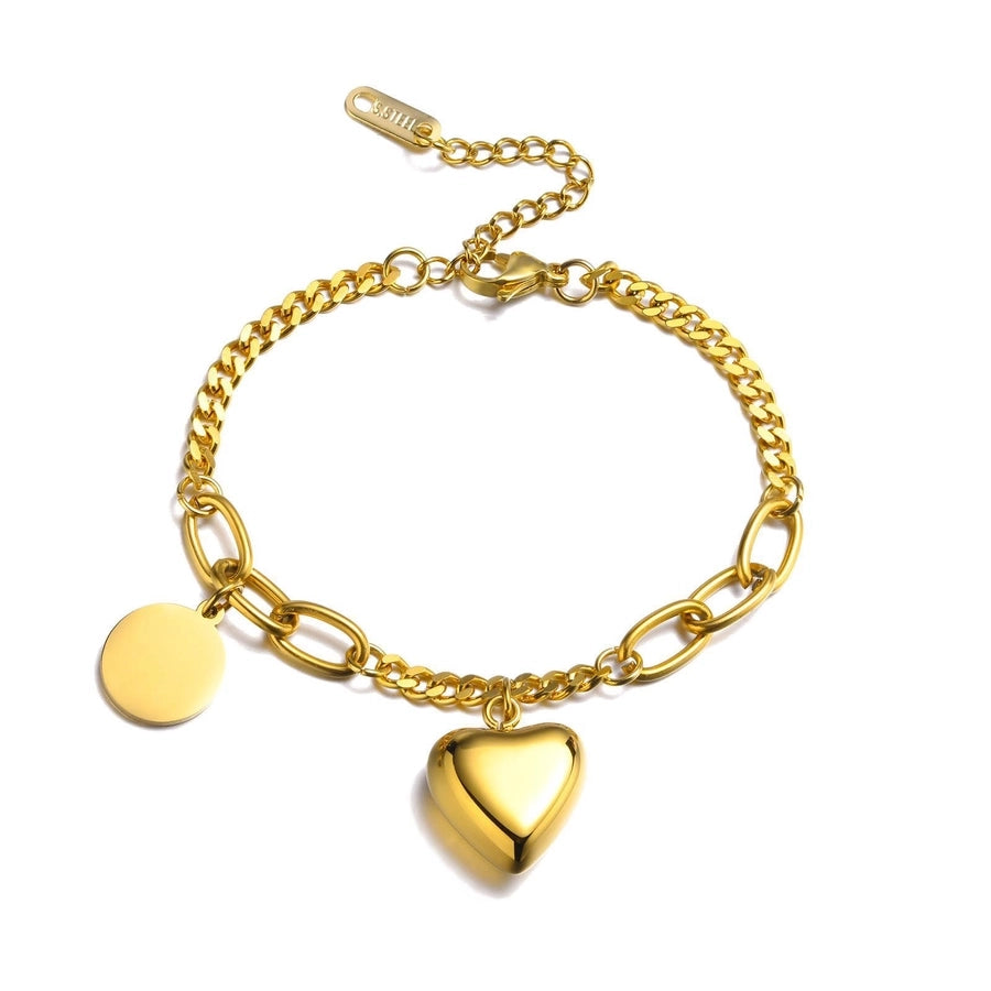 Vacation Roman Style Heart Shape 201 Stainless Steel Gold Plated Bracelets In Bulk