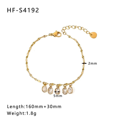 Simple Style Heart Shape Stainless Steel 18K Gold Plated Artificial Rhinestones Rhinestones Shell Bracelets In Bulk