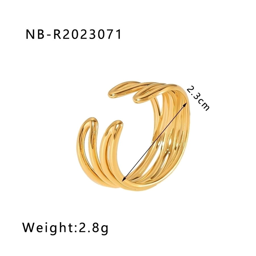 Stainless Steel 18K Gold Plated IG Style Basic Simple Style Plating Tree Symbol Lingge Open Rings